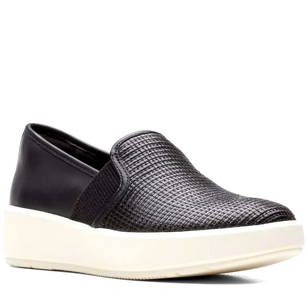Clarks Layton Petal Slip-On Sneakers – Black & White – Size 6.5 NWT–$95 Retail